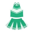thumbnail image 3 of JanJean Kids Girls Cheer leader Costume Cheerleading Uniform Outfit Shell Tank Top with Pleated Skirt Green 6, 3 of 7