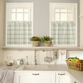 thumbnail image 3 of Farmhouse Grid, Kitchen Curtains and Valances Set, 3 Piece Kitchen Curtains Set 36 Inch Length, Country Minimalistic Geometric Plaid Lattice Rod Pocket Curtains Tier Farmhouse Window Curtains, 3 of 6