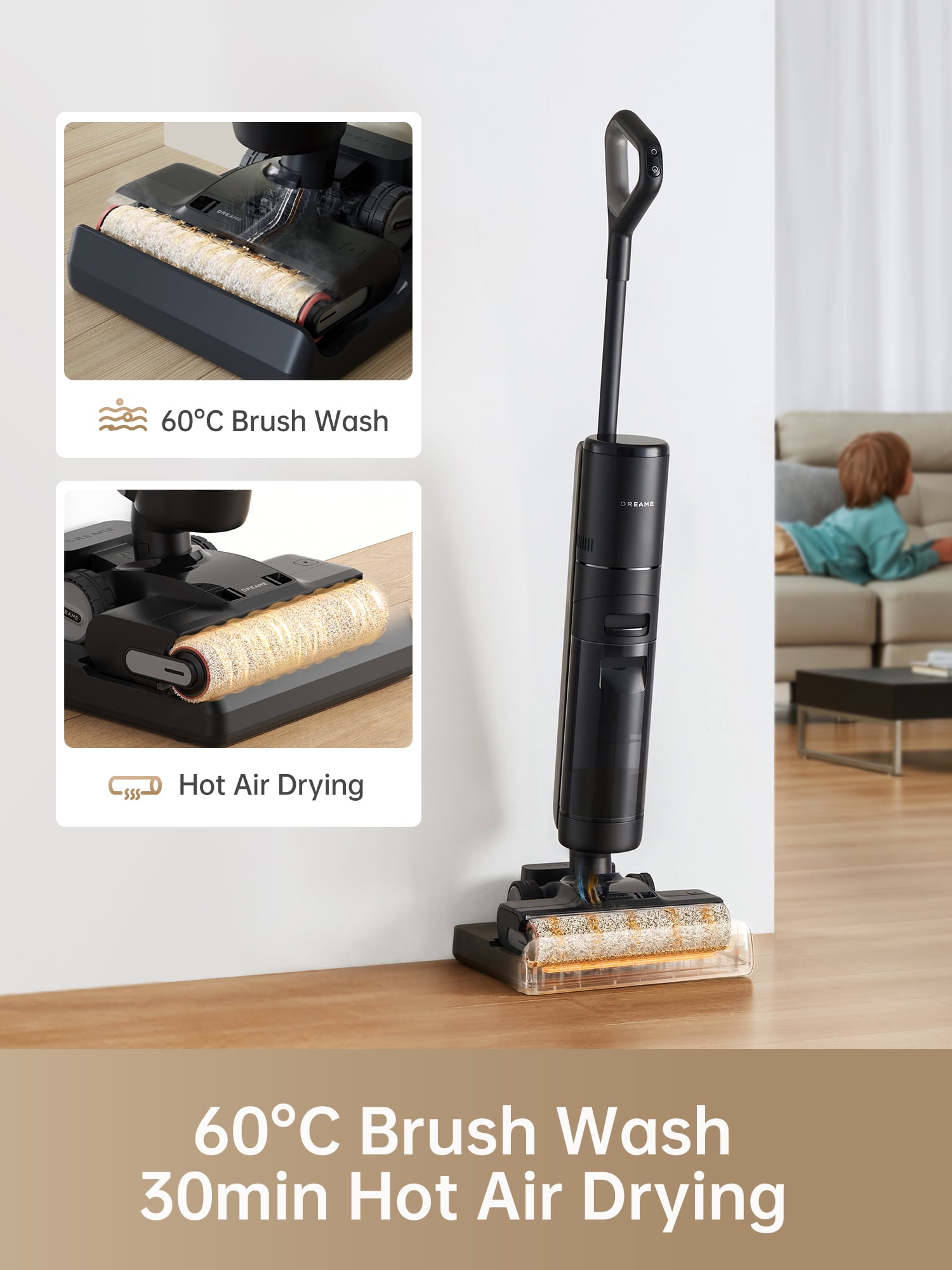 Dreame H13 Pro Wet Dry Vacuum Cleaning Bundle, Smart Floor Cleaner Vacuum Mop for Hard Floors, 140°F Brush Wash, Hot Air & Dual Rotation Self-Cleaning, GlideWheel Power System, 1 more Filter