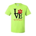 thumbnail image 2 of Love My Cat Stole My Heart Red Footprints Animal Lover Men's Graphic T-Shirt, Safety Green, 2XL, 2 of 3