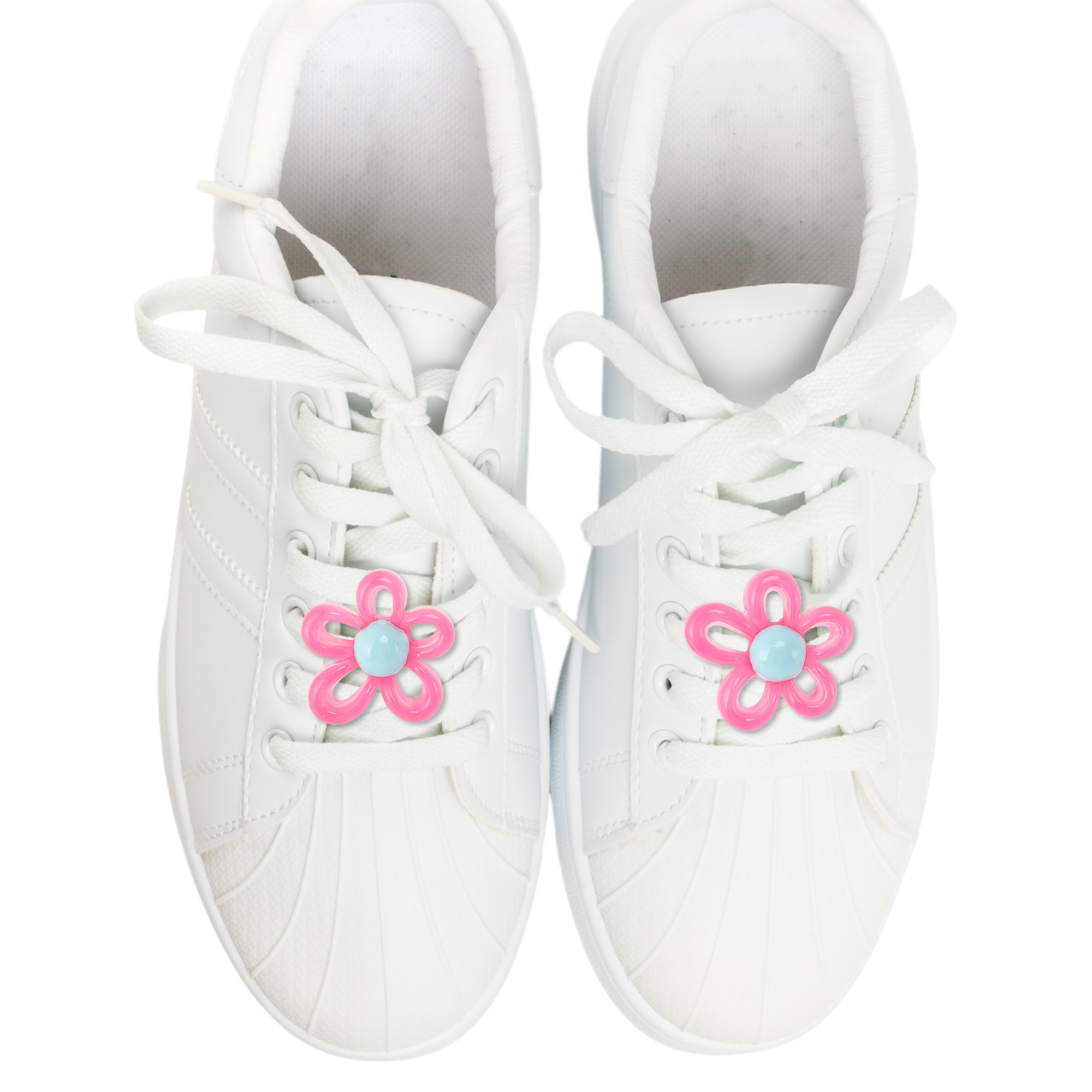 Unique Bargains Hollow-out Flower Shoelace Charms 1 Pair Rose Red