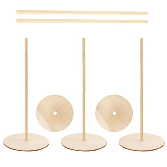 WEUVEB Donut Display Stands Wood Beige 5Pcs for Baby Shower Decor