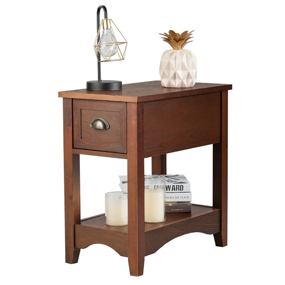 Finihen End Side Table, Rectangular Nightstand, Contemporary Chair Side End Table Compact Table with Drawer Nightstand, for Living Room, Bedroom, Natural Finihen End Side Table, Rectangular Nightstand, Contemporary Chair Side End Table Compact Table with Drawer Nightstand, for Living Room, Bedroom, Natural