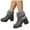 Grey, variant on Womens Fluffy Suede Emboridery Ankle Boots Chunky Heel Platform Winter Booties Fleece Lined Non Slip Dress Shoes with Side Zipper Gray Size 8