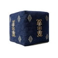thumbnail image 6 of LR Home Square Southwest Navy Blue Velvet Medium-Sized Indoor Pouf, 18"x18"x18", 6 of 9