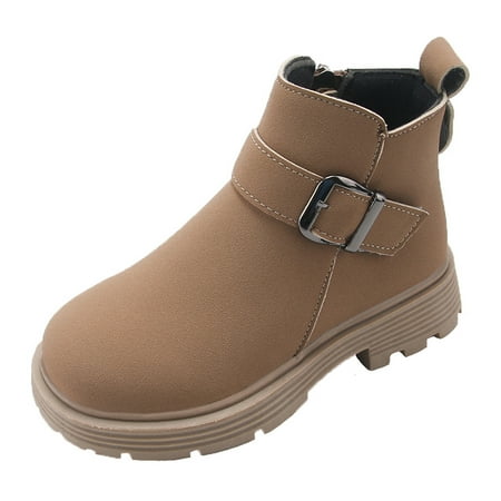

TAIAOJING Girls Boots Scrub Boots Shoes Waterproof Leather Short Boots Non Slip Breathable Boots