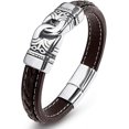 thumbnail image 1 of KATEA Men's Leather Bracelet with Stainless Steel Magnetic Clasp Wristband Cuff Bangle Personality Bracelets, 1 of 3