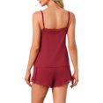 thumbnail image 3 of INSPIRE CHIC Womens Pajamas Rayon Lace Trim Sleepwear V-Neck Camisole Tops with Shorts Sleeveless Loungewear Sets M Red, 3 of 6