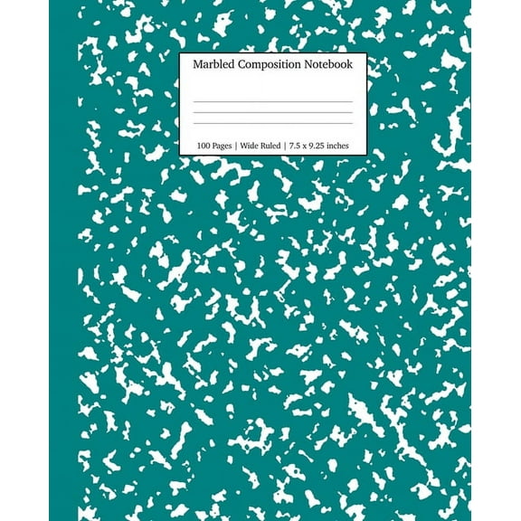 Young Dreamers Press Wide Ruled Marbled Composition Notebook, 75" x 925", Teal Marble, 100 Sheetss