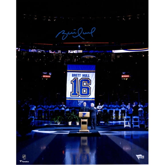 Brett Hull St. Louis Blues Autographed 16" x 20" Banner Night Photograph - Fanatics Authentic Certified