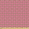 thumbnail image 2 of Ambesonne Geometric Fabric by the Yard Upholstery, Horizontal Swirly Lines, 10 Yards, Hot Pink and Pale Pink, 2 of 5