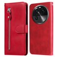 thumbnail image 1 of KAIYANG Funda de teléfono para Oppo Find X6, textura de piel de becerro, bolsillo con cremallera, soporte, carcasa tipo billetera, cubierta de cuero PU, estilo E Oppo Find X6 rojo, 1 of 5