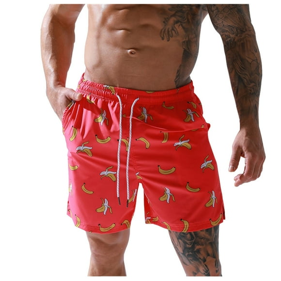 QunButy Mens Swim Trunks Elastic Waist Swimming Shorts Board with Pockets Quick Dry Surf Swimwear Beachwear