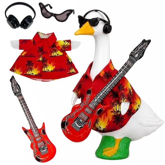 Forfamy Hawaiian Goose Outfit Summer Porch Goose Outfits Bikini Goose Clothes Cute Goose Costume for Outdoor Garden Yard Decor