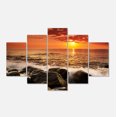 thumbnail image 2 of Bright Sunset over Rocky Shore - Modern Seashore Canvas Art, 2 of 3