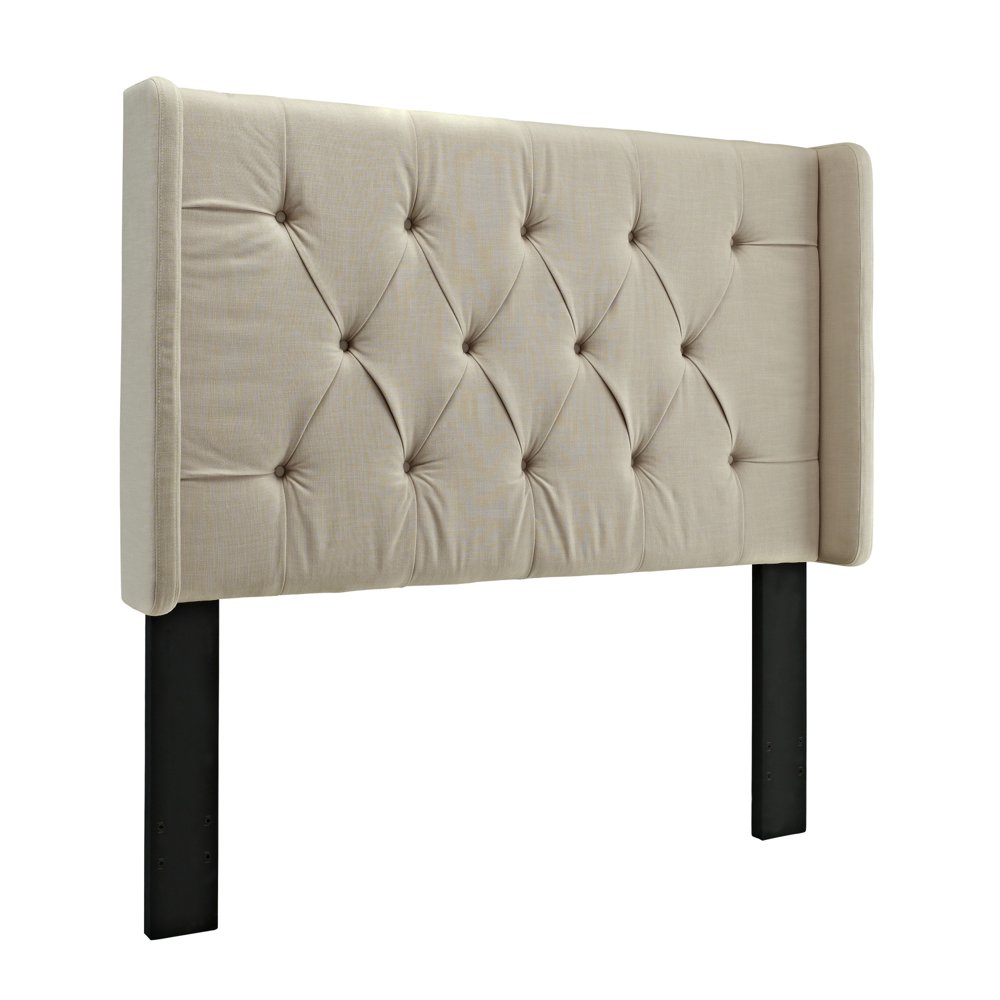 Wingback Taupe Upholstered Headboard, King / Cal. King
