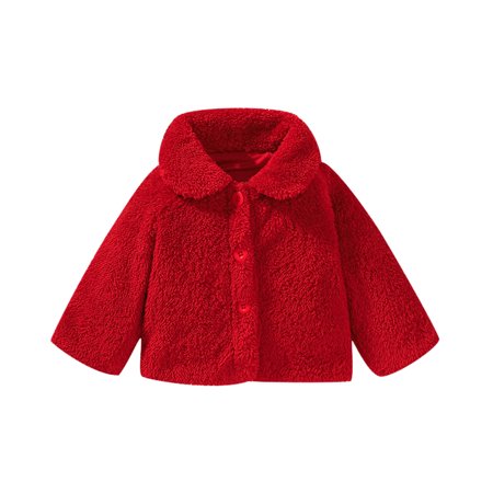B91xZ Baby Clothes For Girls Toddler Baby Girls Christmas Res Coat Tollder Kids Winter Fleece Jacket Warm Outwear Clothes Dress Coats for Teen Girls Red 18-24 Months