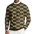 thumbnail image 2 of Men's Round Neck Long Sleeve Ribbed Knit Plaid Pullover, Sweater for Fall Winter, Casual Style and Holiday Gatherings,Army Green,L, 2 of 7