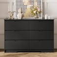 thumbnail image 3 of 6 Drawers Black Dresser for Bedroom, Wood Large Double Dresser with Hidden Handles, Modern Dressers & Chests of Deep Drawers for Hallyway, Entryway, 3 of 14