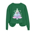 thumbnail image 5 of Womens Merry Christmas Print O Neck Sweatshirt Round Neck Fit Pullover Tops Casual Long Sleeve Workout Shirts Green XL, 5 of 6