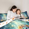 thumbnail image 4 of Manfei Cute Floral Ghost Queen Comforter Set 3 Pieces, Sunflower Butterfly Halloween Comforter Sets Queen, Blue Green Yellow,Reversible,1 Comforter and 2 Pillowcases, 4 of 6
