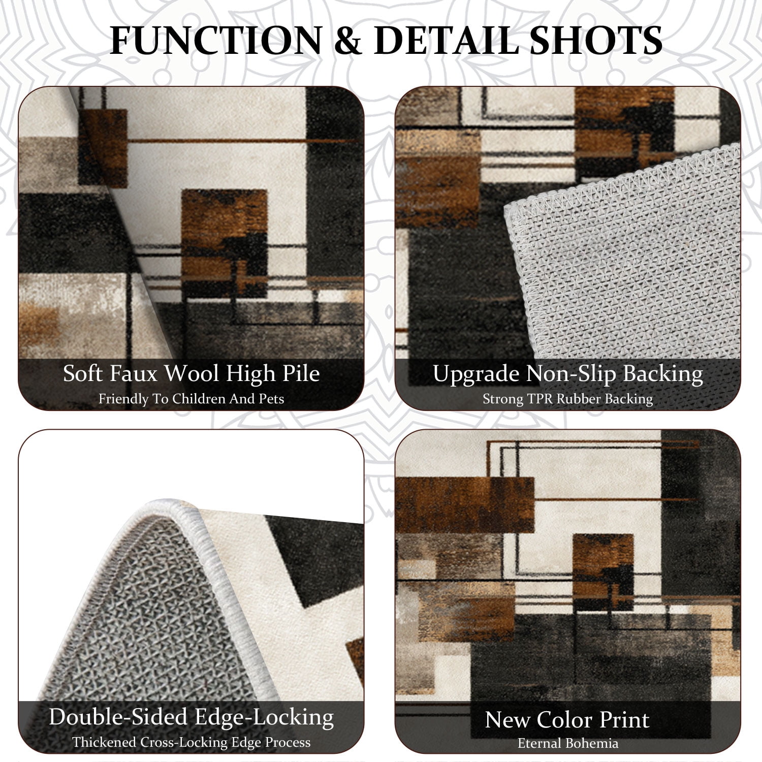 3 Piece Kitchen Rug Set, Non-Slip And Washable, Abstract Pattern Kitchen Hallway Rug, Soft And Comfortable, Suitable For Sinks, Floors, Entrances, Hallways and Bathrooms