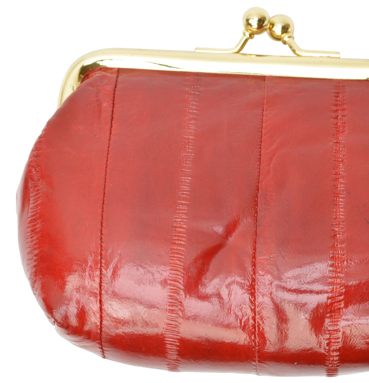 Eel skin Leather Coin Purse Snap Closure E 905 ©