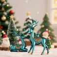 thumbnail image 4 of 2pcs Resin Reindeer Sculptures - Elegant Deer Statues for Home, Office & Holiday Decor - Modern Deer Couple Figurines for Tabletop, Shelf, Fireplace - Christmas, Wedding, Housewarming Gift,Blue, 4 of 6