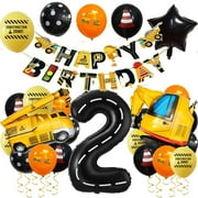 Construction Truck And Excavator Balloon Party Decoration Set Number 2 Suitable For Birthday Summer Party, Family And Outdoor Celebration Party Decoration Excavator Construction Theme Decoration