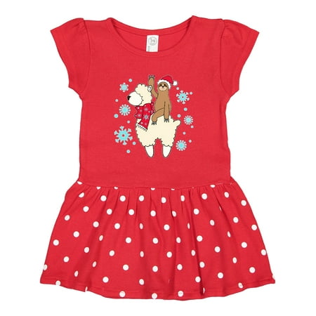 

Inktastic Christmas Cute Sloth and Llama Gift Toddler Girl Dress