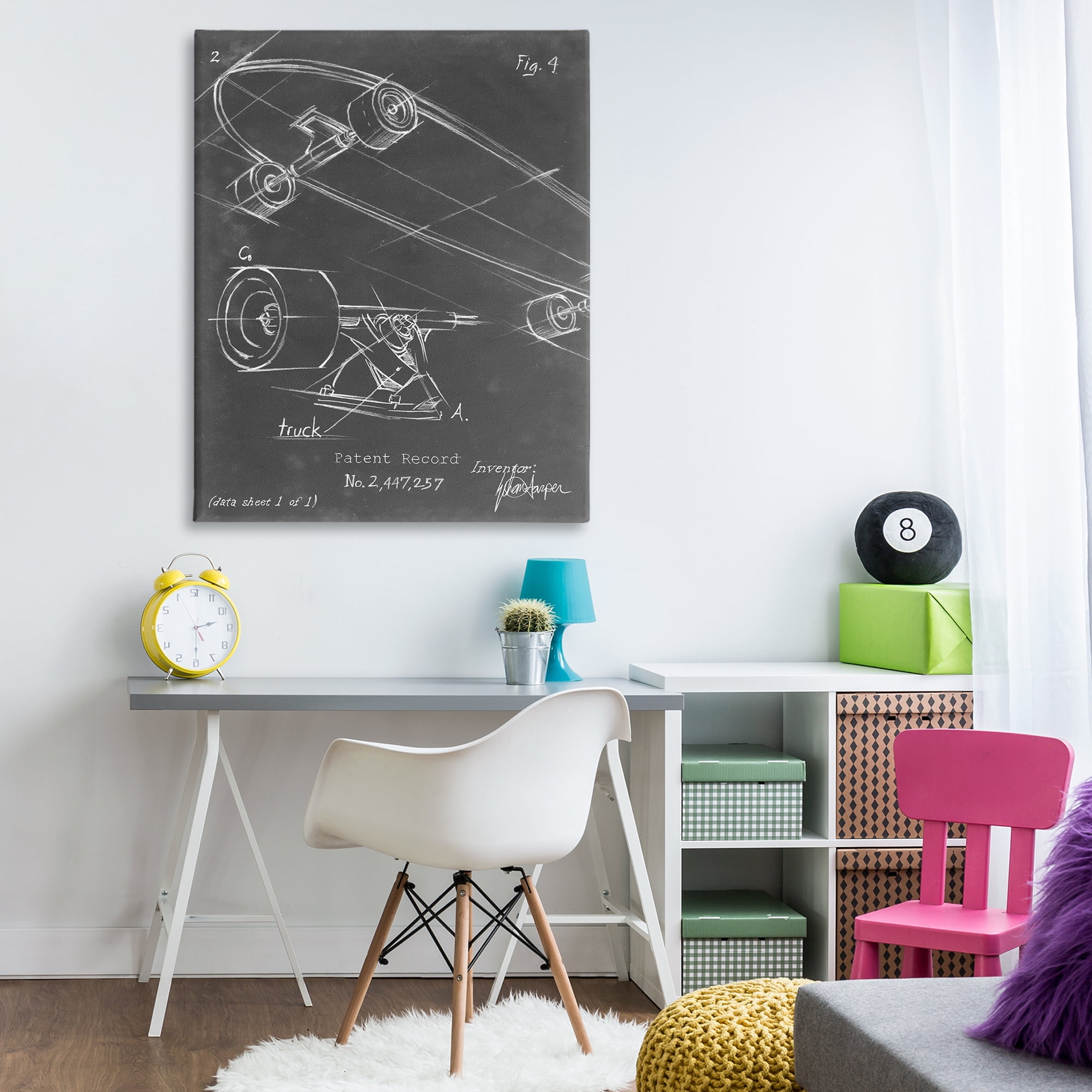 Stupell Industries Skateboard Truck Diagram Sports Painting Gallery Wrapped Canvas Art Print Wall Art, 36 x 48