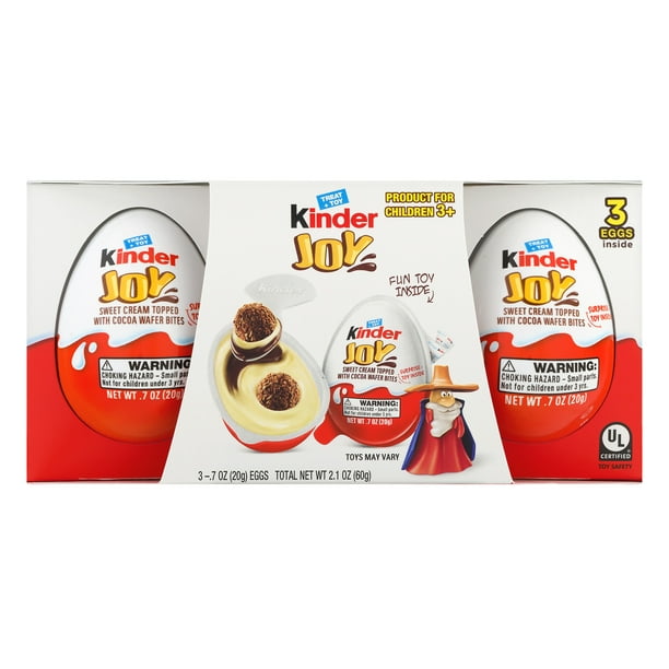 Kinder JOY Eggs, 3 Count, Individually Wrapped Chocolate Candy Eggs With Toys Inside, Valentine
