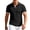 Black, variant on Summer Mens Color Block Knit Polo Shirts Lightweight Textured V Neck Short Sleeve Casual Top Black L