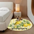 thumbnail image 2 of Yellow Lemon Round Area Rug 3.3Ft Washable Circle Rugs for Dining Room Table, Summer Farmhouse Fruits Birds Leaves Plaid Non-Slip Carpet Floor Mats Indoor Outdoor Carpet Runner Aesthetic Home Decor, 2 of 8