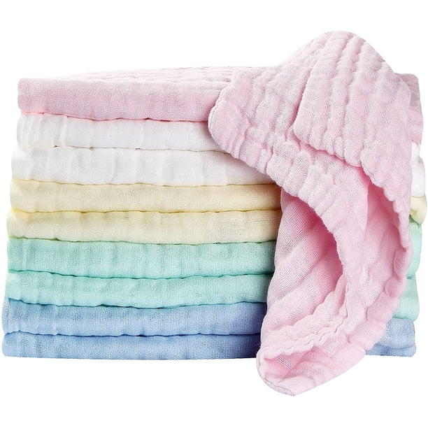 Toallita para bebé Toallita lavable para bebé Swaddle de algodón para bebé Cambio de toalla cuadrada para la cara y la mano Toalla lavable extra suave para bebé Piel sensible para recién nacido 10 piezas 30x30 cm ER