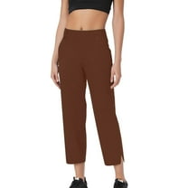 Pull On Dress Pants Women Petite,High Waisted Straight Leg Work Pants Business Office Trousers with Pockets Slacks