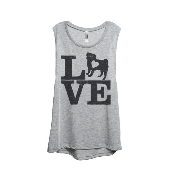 Thread Tank Love Pug Women's Fashion Sleeveless Muscle Tank Top Sport Grey Large