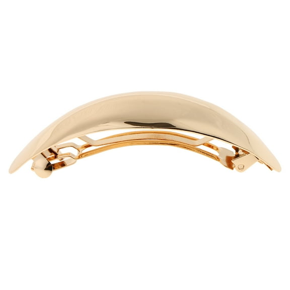 Shiny Metal Curved Oval Volume French Barrette Clasp Hair Accessories Gold