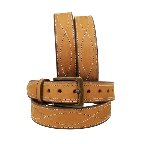 47-48  Men's Leather Casual Fancy Stitched Belt Removable Buckle 26AA66TN