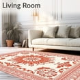 thumbnail image 2 of ODIKA 8'x10' Machine Washable Non-Slip Area Rug, Elegant Vintage Floral Medallion Damask Symmetrical Ornate Motif High Traffic Rug, Red, 583334, 2 of 7