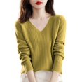 thumbnail image 1 of IMENGL Wool core spun yarn knit sweater, Yellow 2XL, Size M-2XL, 1 of 5