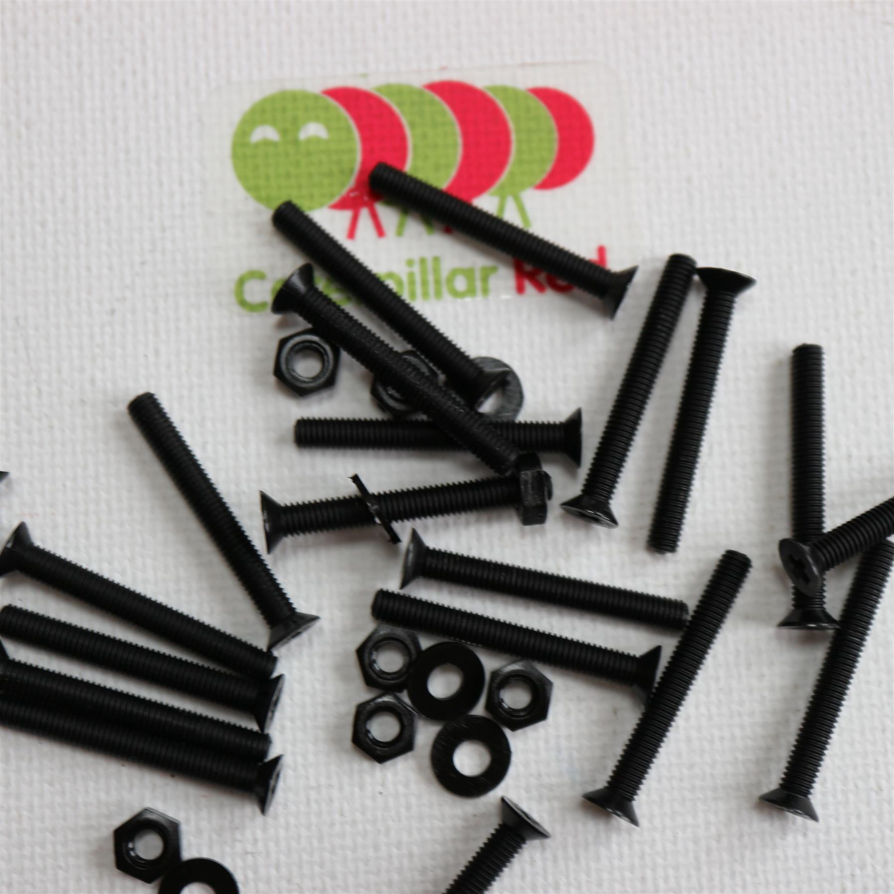 50 x Black Nylon Countersunk plastic machine screws, M3 x 25mm, Plastic Bolts, Nuts & Washers, (3/32 x 1 in)