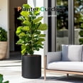 thumbnail image 4 of Round Planter Outdoor Indoor, Large Plant Pots for Porch, Patio, Backyard, Modern Decor for Tall Plants, Flowers (Black, 16 inch - 2 Pack), 4 of 11