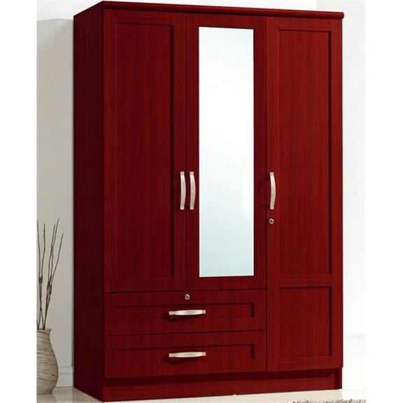 Hodedah Hif441 Mahogany 3 Door Wardrobe