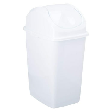 Medium Trash Can with Lid 4.5 Gallon Plastic Swing Top Garbage Can Slim Waste Bin for Under Sink/Cabinet, Laundry Room, Kitchen, Office, Bedroom, Bathroom, College Dorm, 18 Qt, White