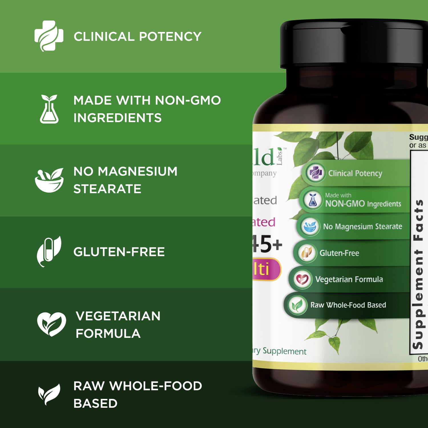 Emerald Labs Women's 45+ 1-Daily Multi - Multivitamin with CoQ10, B Vitamins, L-Glutathione to Support Healthy Heart, Strong Bones, Balanced Hormones - 30 Vegetable Capsules
