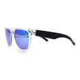 thumbnail image 5 of Colored Mirror Oversized Clear Frame Horn Rim Hipster Rectangle Plastic Sunglasses Teal Mirror, 5 of 6