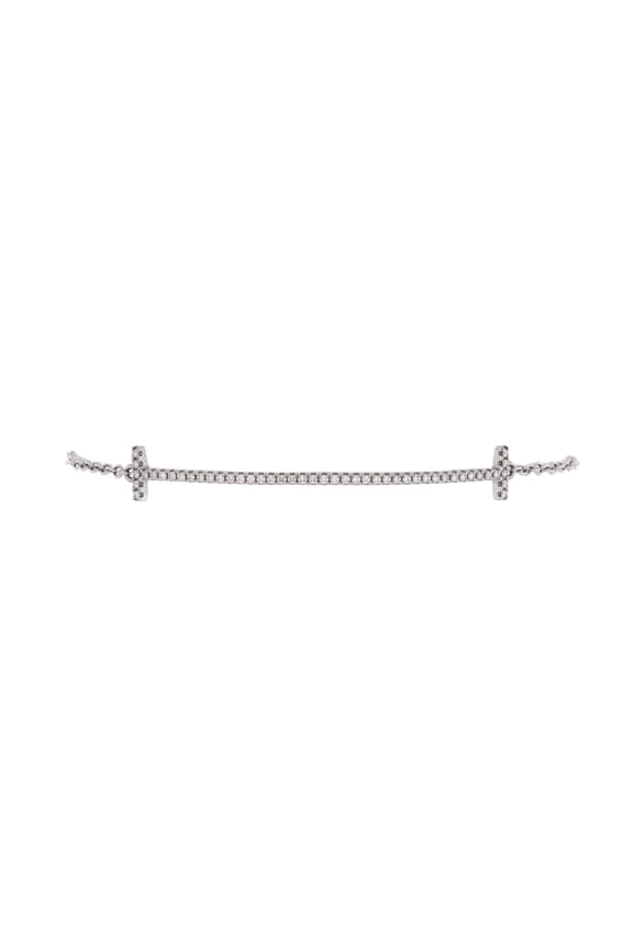 Pre-Owned Tiffany & Co. Tiffany & Co. T Smile Chain Bracelet 18K White Gold with Diamonds Medium By Rebag