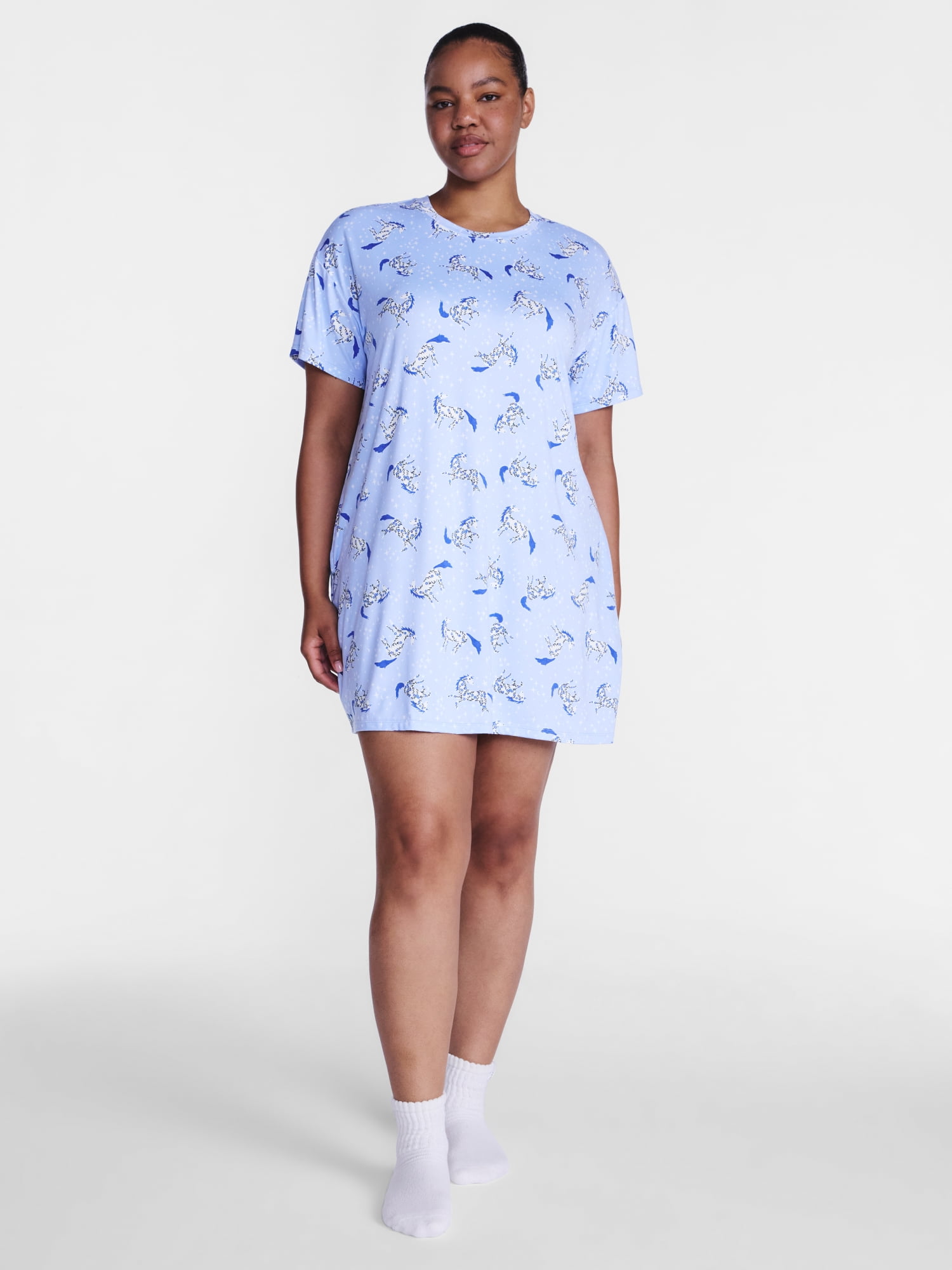 Joyspun Women's Essential Sleep Shirt with Short Sleeves, Sizes S-3X