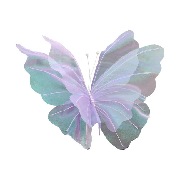 Mariposa artificial gigante de gasa falsa para exteriores, decoración de pared de mariposas Violeta